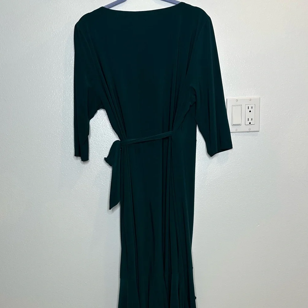Kiyonna Whimsy Hunter Green Wrap Dress - Picture 7 of 7